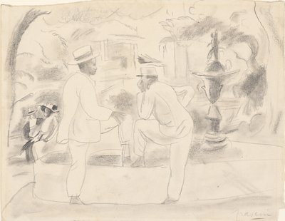 Dva muži v parku od Jules Pascin