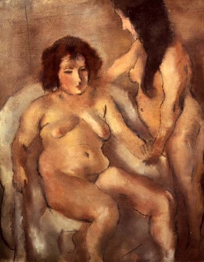 Dvě nahé ženy (The Bordello) kolem roku 1919 (olej na plátně) od Jules Pascin