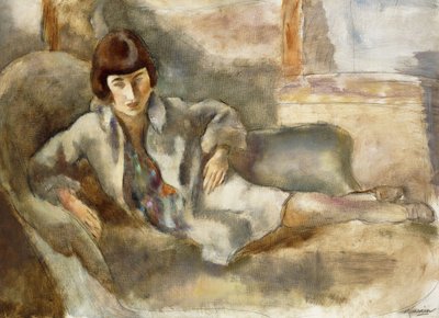 Žena na gauči; La Dame au Canape, kolem roku 1927 od Jules Pascin