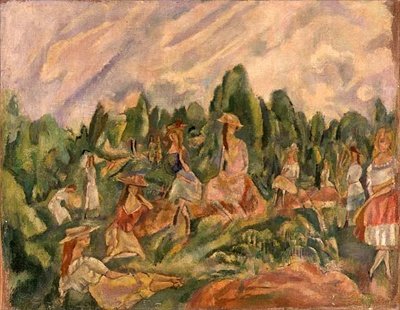 Mladé ženy v krajině, kolem roku 1920 (olej na plátně) od Jules Pascin