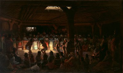 Tanec v podzemním Roundhouse v Clear Lake, Kalifornie, 1878. od Jules Tavernier