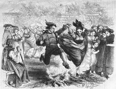 Požár svatého Jana v Alsasku v polovině 19. století. Rytina po kresbě TH. Schuler. od Jules Theophile (after) Schuler
