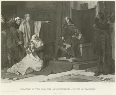 Baldwin of the Hatchet vykonávající spravedlnost ve Flandrech (hlubotisk) od Juliaan de Vriendt