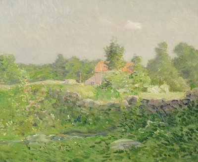 Krajina a farma, kolem roku 1895 (olej na plátně) od Julian Alden Weir