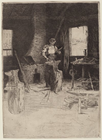 Kovárna. od Julian Alden Weir