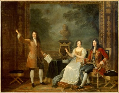 Jean Racine (1639-1699) četl „“Athalie““ před Ludvíkem XIV. (1638-1715) a Francoise d