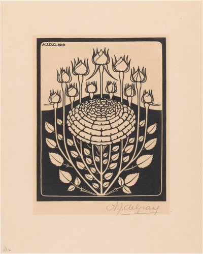 růžový keř od Julie de Graag (signed by artist)
