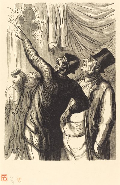 Univerzální výstava: Skutečný cicerone od Julien Antoine Peulot after Honoré Daumier