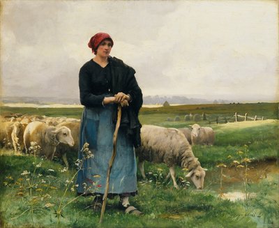 Pastýřka se svým stádem, od Julien Dupre