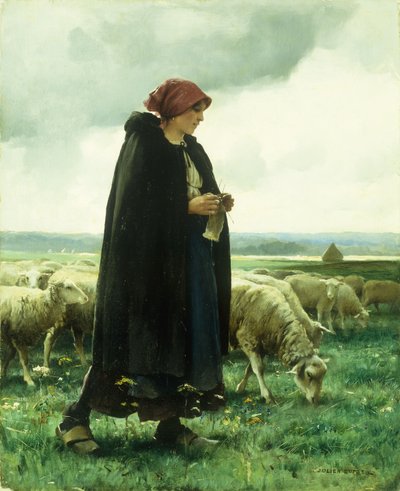 Pastýřka se svým stádem od Julien Dupre