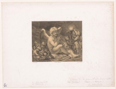 Amor a putti brousí své šípy Les Preparatifs de la guerre od Julien Leopold Boilly