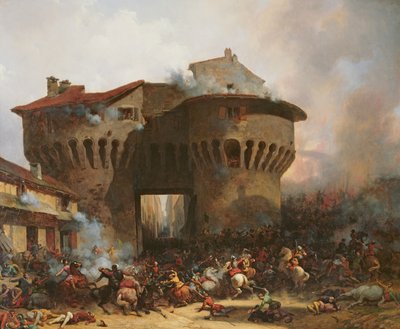 Boj u Porte Pannessac v roce 1562, kolem roku 1833 od Julien-Michel Gue