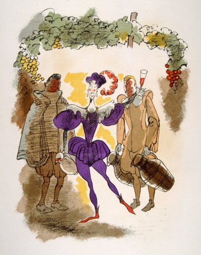 Humorné víno ilustrace 1946.Ilustration by Julien Pavil od Julien Pavil