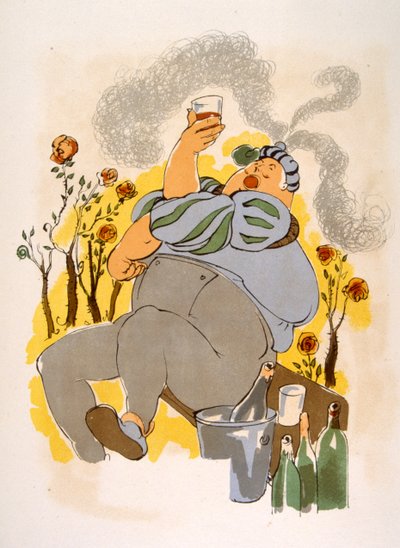 Humorné víno ilustrace 1946.Ilustration by Julien Pavil od Julien Pavil