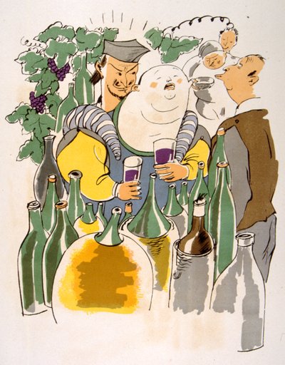 Humorné víno ilustrace 1946.Ilustration by Julien Pavil od Julien Pavil