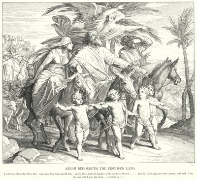 Abram Beholdeth the zaslíbená země (rytina) od Julius (after) Schnorr von Carolsfeld