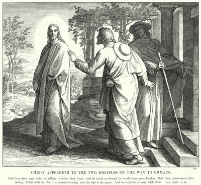 Kristus se zjevuje dvěma učedníkům na cestě do Emauz (rytina) od Julius (after) Schnorr von Carolsfeld