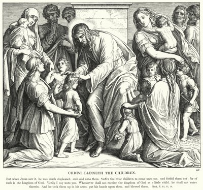 Kristus žehná dětem (rytina) od Julius (after) Schnorr von Carolsfeld