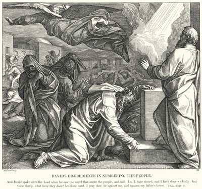 Davidova neposlušnost při číslování lidí (rytina) od Julius (after) Schnorr von Carolsfeld