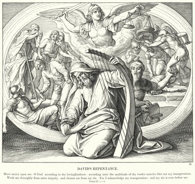 Davidovo pokání (rytina) od Julius (after) Schnorr von Carolsfeld
