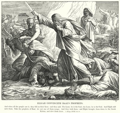 Elijah Convinceth Baalovi proroci (rytina) od Julius (after) Schnorr von Carolsfeld
