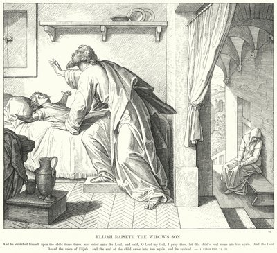 Elijah Raiseth vdovský syn (rytina) od Julius (after) Schnorr von Carolsfeld