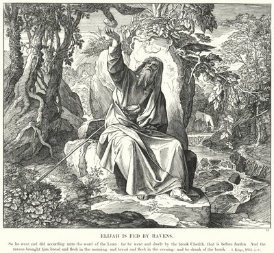 Eliáš je krmen havrany (rytina) od Julius (after) Schnorr von Carolsfeld