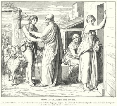 Jacob Covenanting for Rachel (rytina) od Julius (after) Schnorr von Carolsfeld