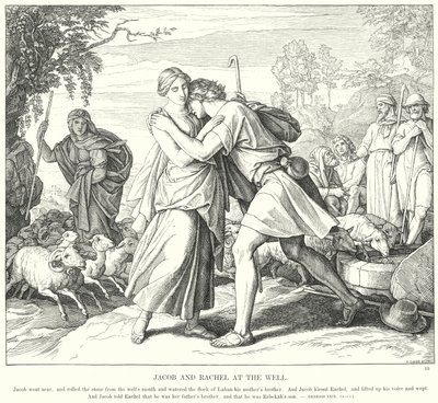 Jacob a Rachel u studny (rytina) od Julius (after) Schnorr von Carolsfeld