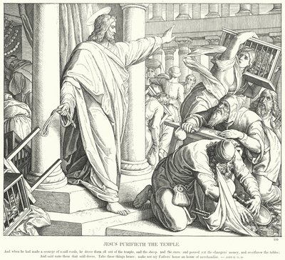 Ježíš čistí chrám (rytina) od Julius (after) Schnorr von Carolsfeld