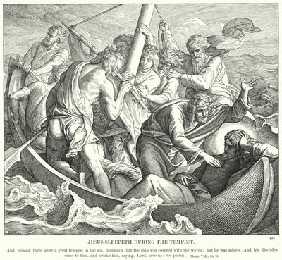 Ježíš spí během bouře (rytina) od Julius (after) Schnorr von Carolsfeld