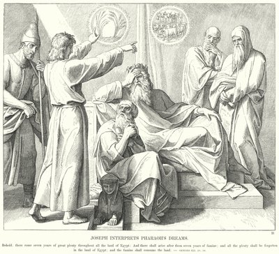 Joseph interpretuje faraonovy sny (rytina) od Julius (after) Schnorr von Carolsfeld