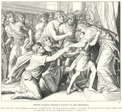 Joseph Maketh sám známý svým bratřím (rytina) od Julius (after) Schnorr von Carolsfeld