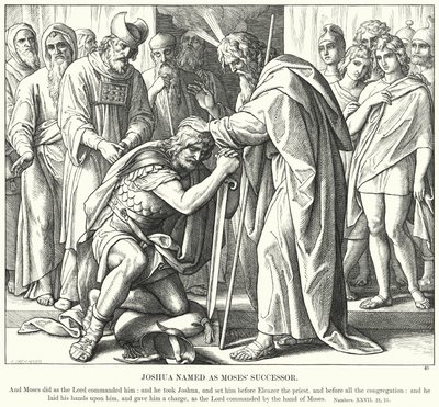 Joshua jmenován jako Mojžíšův nástupce (rytina) od Julius (after) Schnorr von Carolsfeld