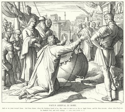 Pavlův příjezd do Říma (rytina) od Julius (after) Schnorr von Carolsfeld