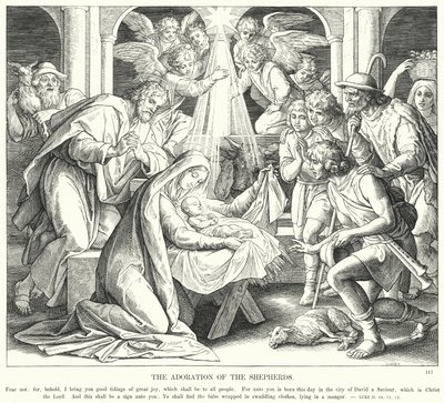 Klanění pastýřů (rytina) od Julius (after) Schnorr von Carolsfeld