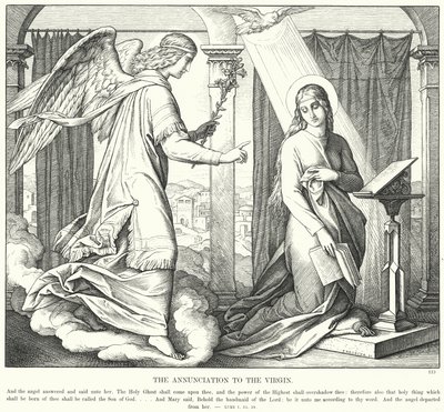 Zvěstování Panně Marii (rytina) od Julius (after) Schnorr von Carolsfeld
