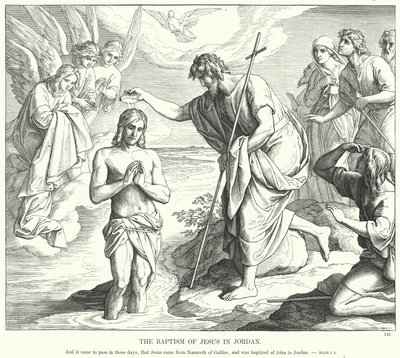 Křest Ježíše v Jordánsku (rytina) od Julius (after) Schnorr von Carolsfeld