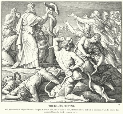 The Brazen Serpent (rytina) od Julius (after) Schnorr von Carolsfeld