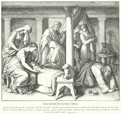 Smrt Davidova dítěte (rytina) od Julius (after) Schnorr von Carolsfeld