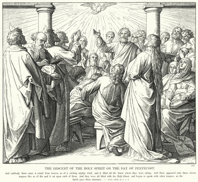 Seslání Ducha svatého v den Letnic (rytina) od Julius (after) Schnorr von Carolsfeld