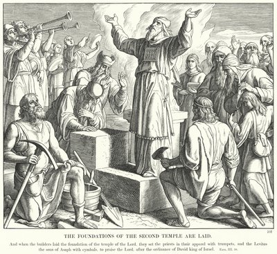 Základy druhého chrámu jsou položeny (rytina) od Julius (after) Schnorr von Carolsfeld