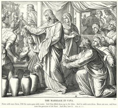 Manželství v Káně (rytina) od Julius (after) Schnorr von Carolsfeld
