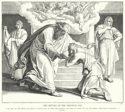 Návrat marnotratného syna (rytina) od Julius (after) Schnorr von Carolsfeld