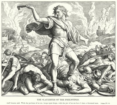 The Slaughter of the Philistines (rytina) od Julius (after) Schnorr von Carolsfeld
