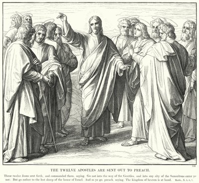 Dvanáct apoštolů je vysláno kázat (rytina) od Julius (after) Schnorr von Carolsfeld