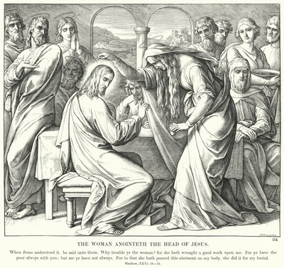 Žena pomazává hlavu Ježíše (rytina) od Julius (after) Schnorr von Carolsfeld
