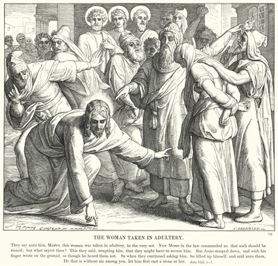 Žena přistižená při cizoložství (rytina) od Julius (after) Schnorr von Carolsfeld