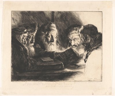 Pět židovských mužů čtoucích od Julius C. Turner (signed by artist)