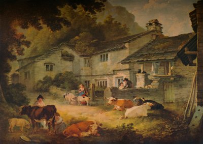 Krajina chaty s dobytkem, v Ambleside, 1803 od Julius Caesar Ibbetson